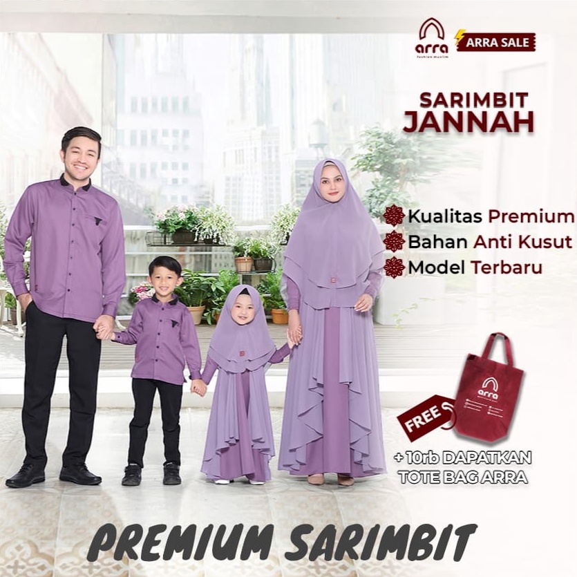 Original Baju Couple Keluarga Lebaran 2024 Original Bandung Series Jannah Purple By Arra - Gamis Cou