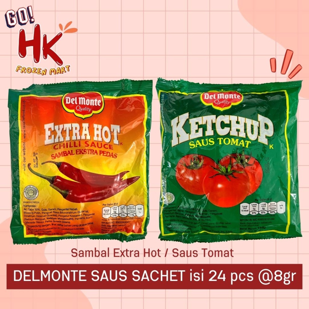 

Del Monte Sachet Cabe Extra Hot Tomat isi 24pcs 8gr tomato ketchup chili cabai pedas HK Frozen Mart