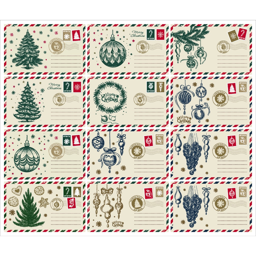 

Sticker Christmas Postcard, stiker hampers Natal, stiker gift Natal