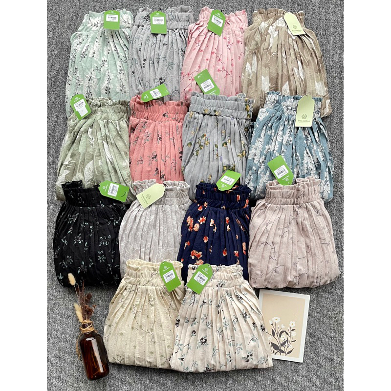 Rok Plisket Tree Cotton Rok Plisket Daisy Bunga Skirt Plisket Motif Bunga Rok A Line Korea Skirt Mot
