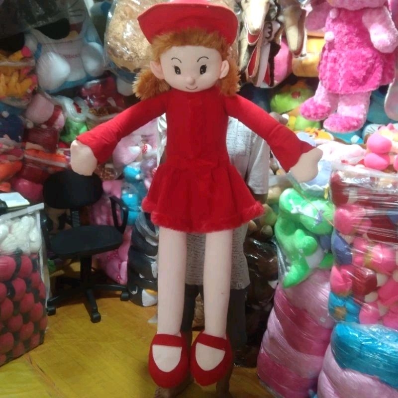 BONEKA CINDY JUMBO BESAR BIG GIANT 1,2 METER MERAH CUTE CANTIK BAHAN LEMBUT DAN HALUS SET HADIAH ULT