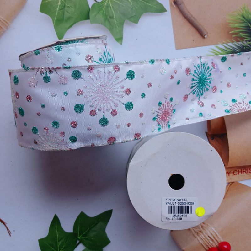 

Pita Natal YAU21-0250 Hiasan Dekorasi Ribbon Christmas 7cm x 2,5m SALE