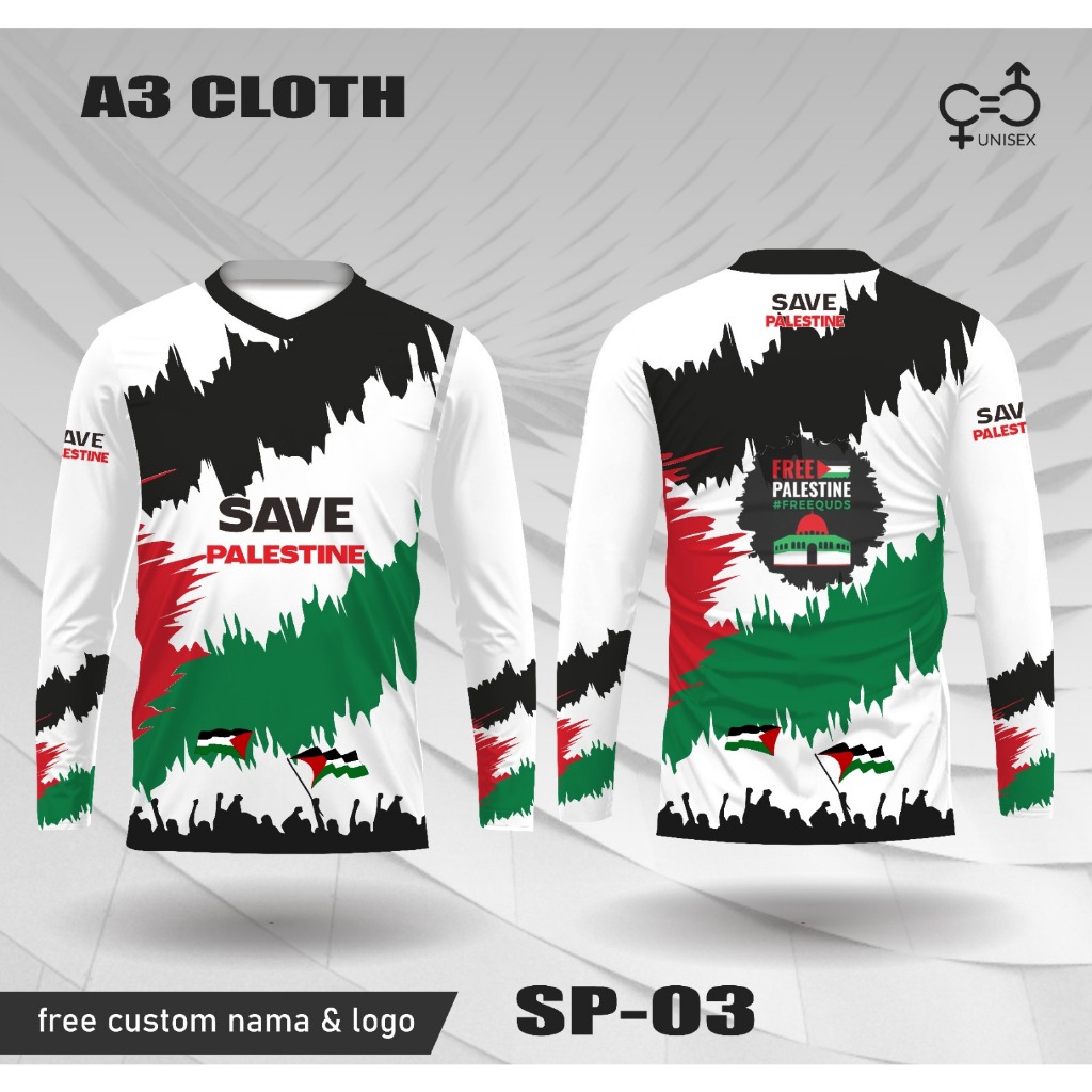 Tshirt Jersey Palestina Panjang/Kaos Jersey Palestina/Kaos Jersey New Palestina Free Custom
