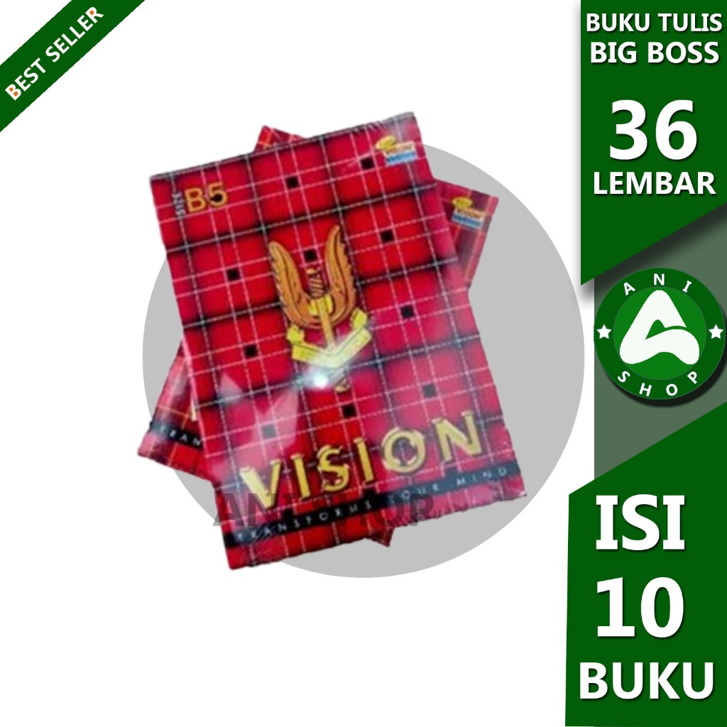 

BUKU TULIS BIG BOSS VISION 36/42 LEMBAR, 1 PACK ISI 10/6 ANI SHOPP