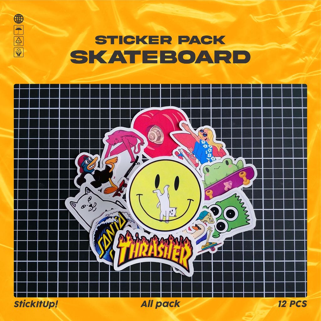 

COD✨ StickItUp Stiker Pack Stiker Skateboard Colorfull Keren Untuk Koper Laptop Skateboard
