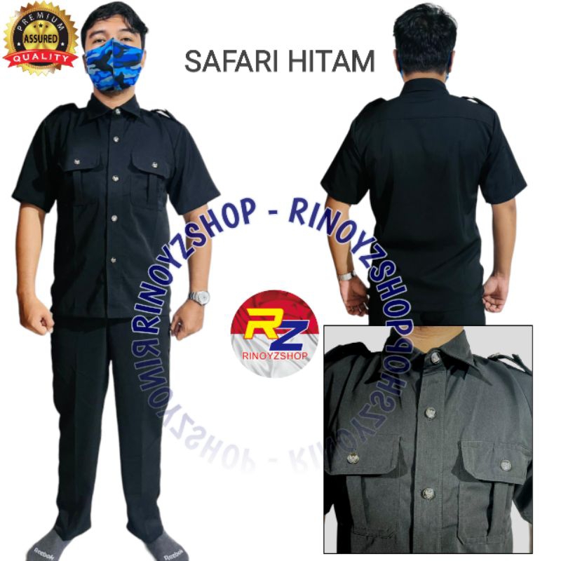 GROSIR Baju Safari Security Hitam pendek / Baju Sopir / Seragam Safari / Baju satpam