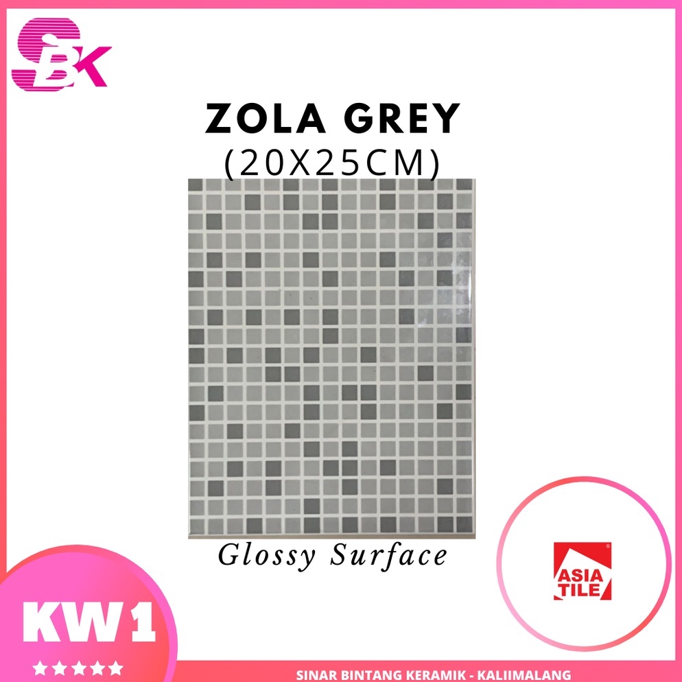 Harga murah Keramik Dinding Kamar Mandi 20x25 Zola Grey ZH0