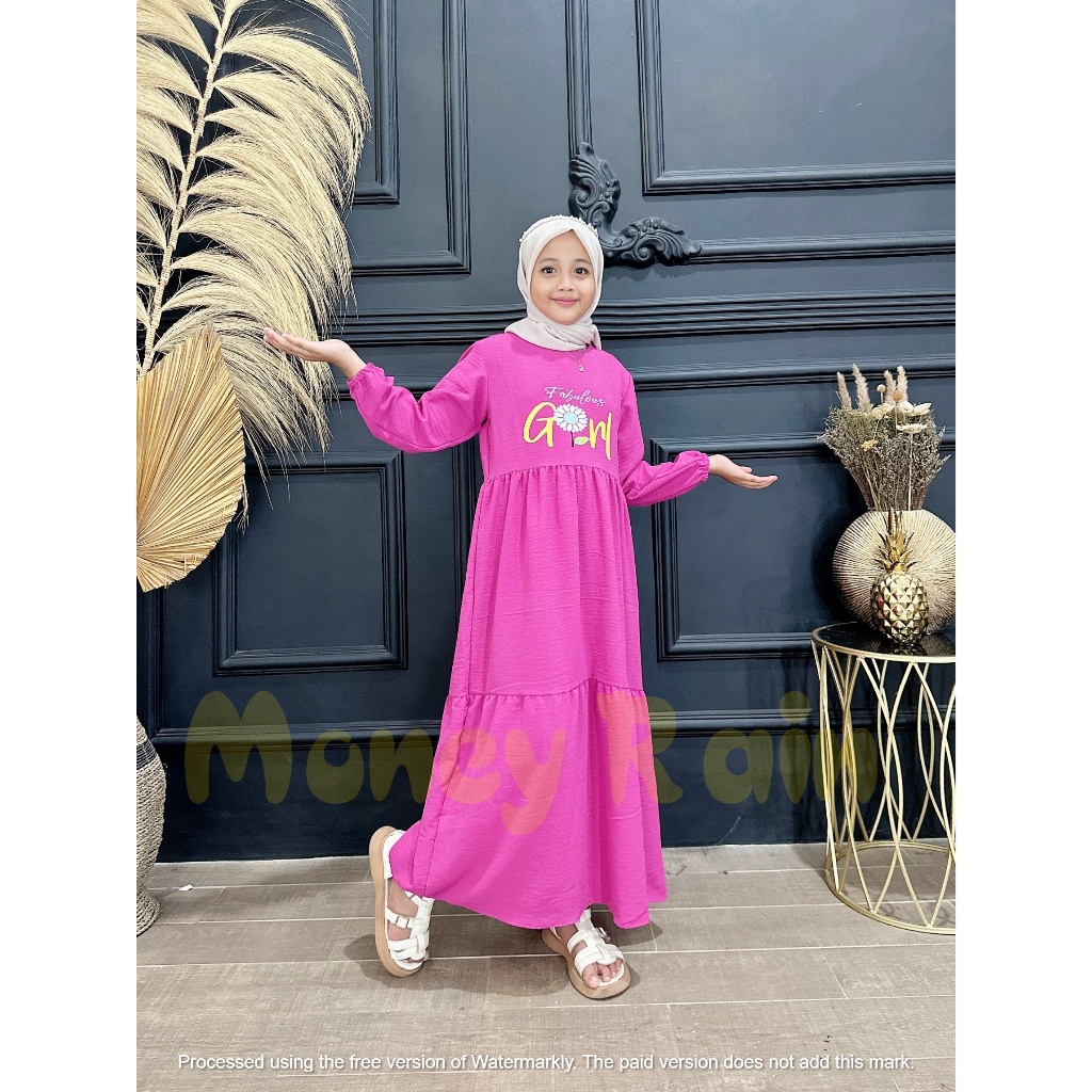 Baju muslim anak perempuan 5-12 tahun motif GIRLS Gamis anak perempuan casual premium