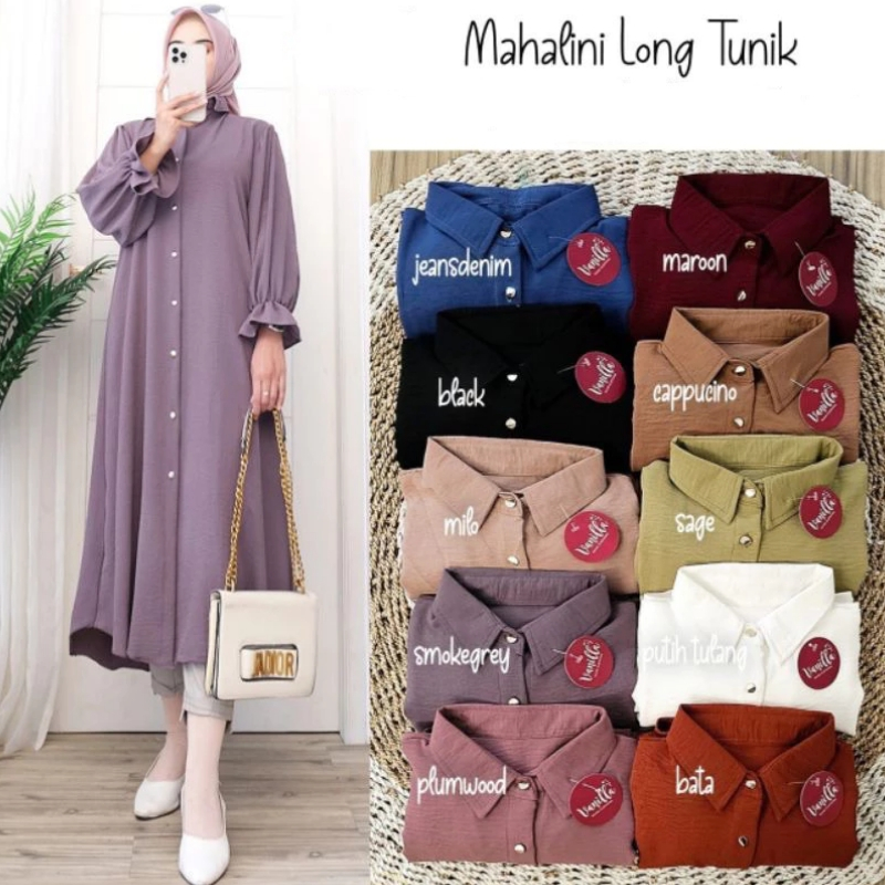 Mahalini Long Tunik Crincle Premium Tunik