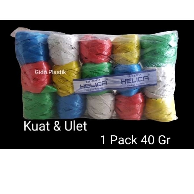 

Tali rafia warna warna warni/Tali rafia hitam/Tali rapiah perpack 40 gram