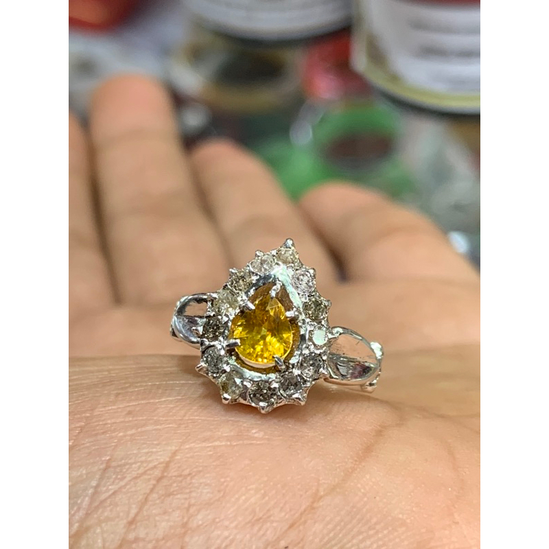 CINCIN Ikat Perak NATURAL BERLIAN EROPA + Batu yakut thailand