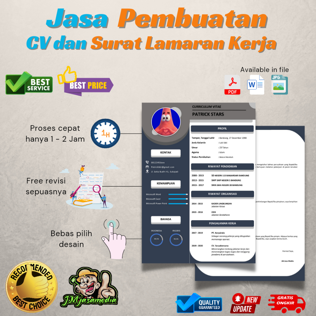

Jasa Pembuatan CV Menarik Murah KODE CVH 01 - 08
