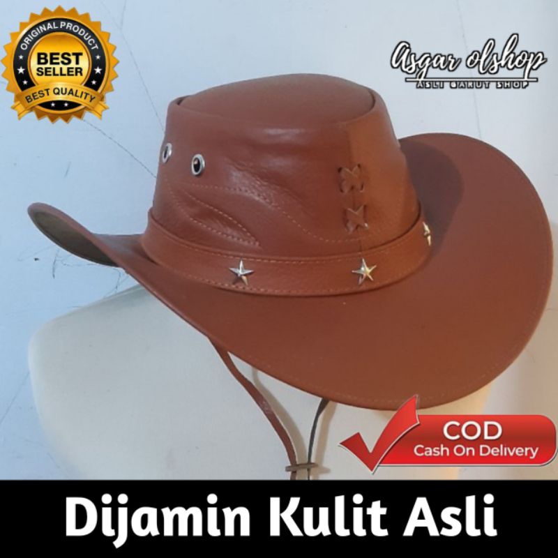 Topi Koboy pria topi koboi laki laki topi Koboy kulit asli topi berkuda topi kulit asli