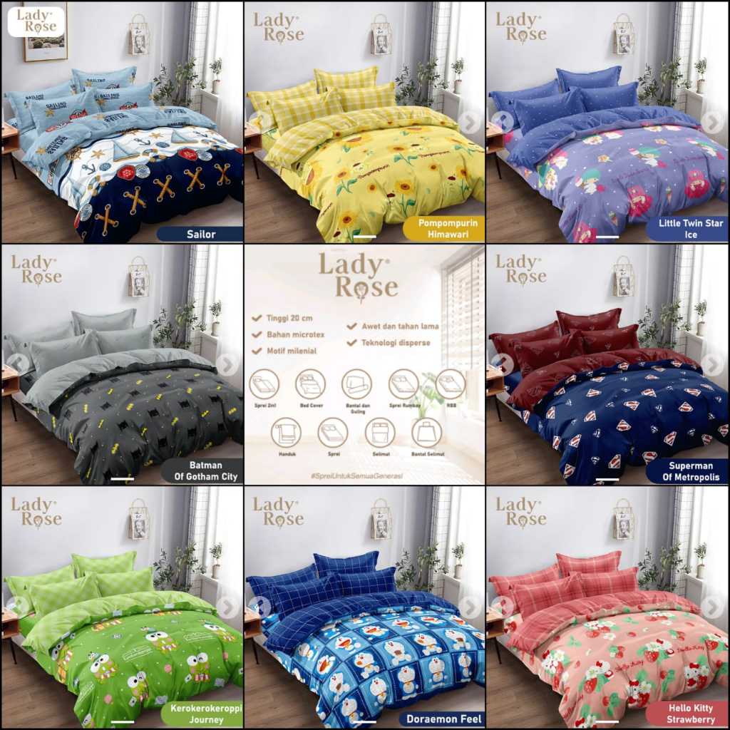 Lady Rose - Bedcover Set King 180x200 - Motif Karakter Anak Laki Laki / Perumpuan