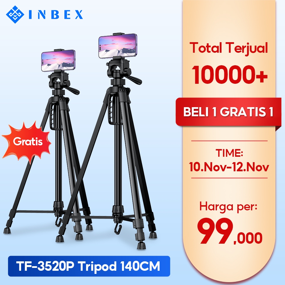 【Beli 1 Graits 1】INBEX TF-3520P Tripod Kamera dengan Tas / Dudukan 140cm