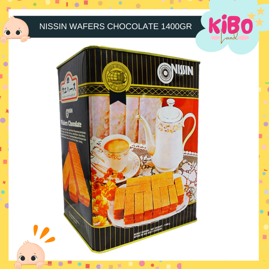 Nissin 1400gr Wafers Chocolate Wafer Coklat 1,4kg Kaleng Hitam Besar