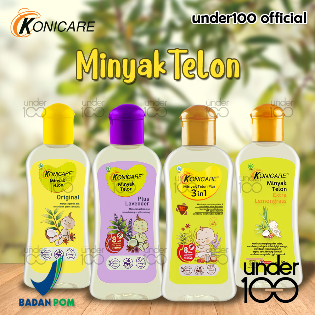 ❤ Under100 ❤ Konicare Minyak Telon Original 3 in 1 | Plus Lavender | Extra Lemongrass | 30ml | 60ml | 125ml | HALAL BPOM