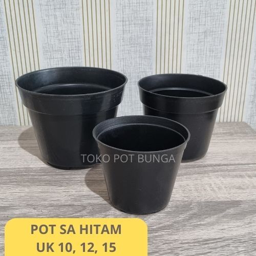 Pot Plastik Murah Warna Hitam SA Polos Ukuran 10, 12, 15  Pot Kecil Minimalis
