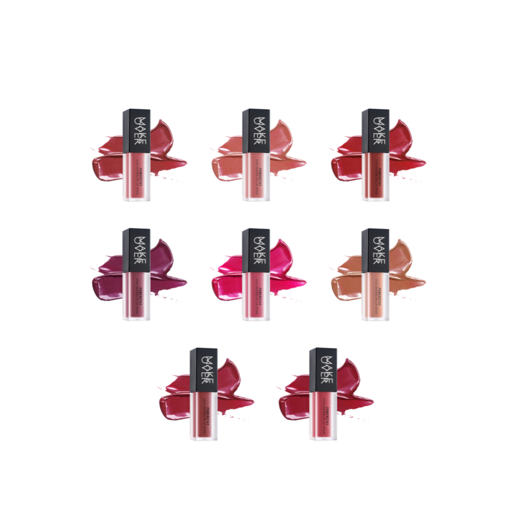 Make Over Powerstay Vivid Waterlite Lip Stain, tersedia: A01 Bumble, A02 Double Dare, A03 Kiss Bang,