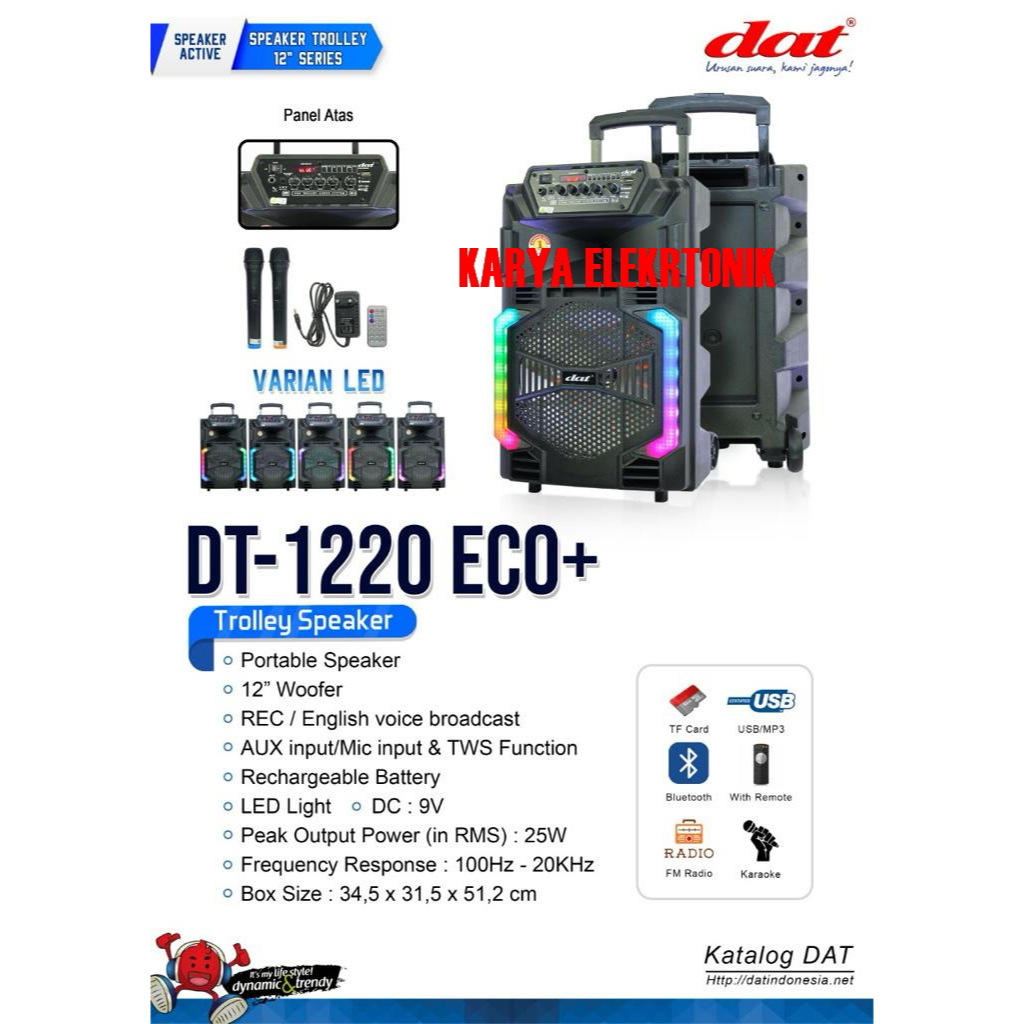 SPEAKER PORTABLE DAT DT-1220ECO+ SPEAKER DAT DT1220ECO+ DT 1220 ECO+ ORIGINAL GARANSI RESMI