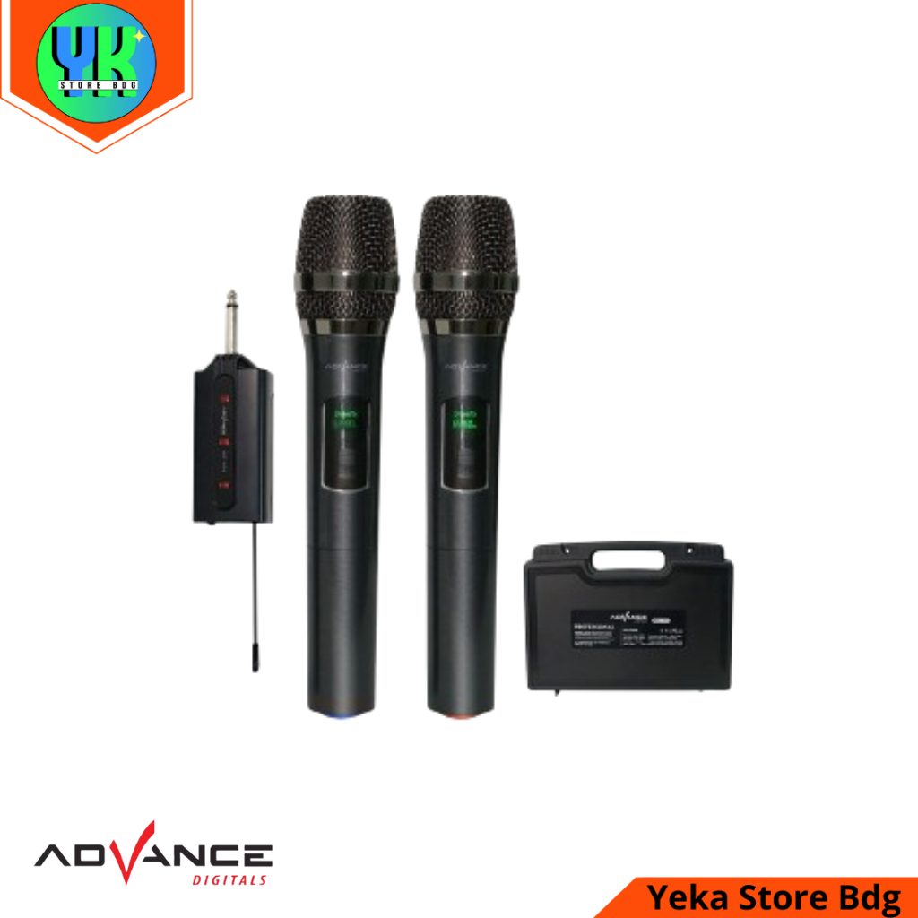 MICROPHONE WIRELESS ADVANCE MIC-202 Profesional 2 Mic Wireless Microphone Karoke Mic Duet
