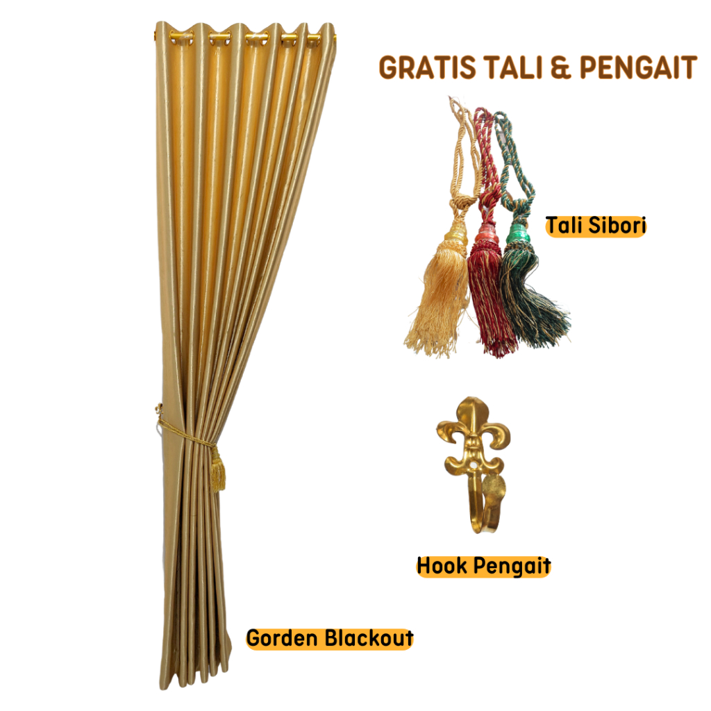 Gorden Jendela Hordeng Pintu Korden Blackout Minimalis Warna Kuning Polos