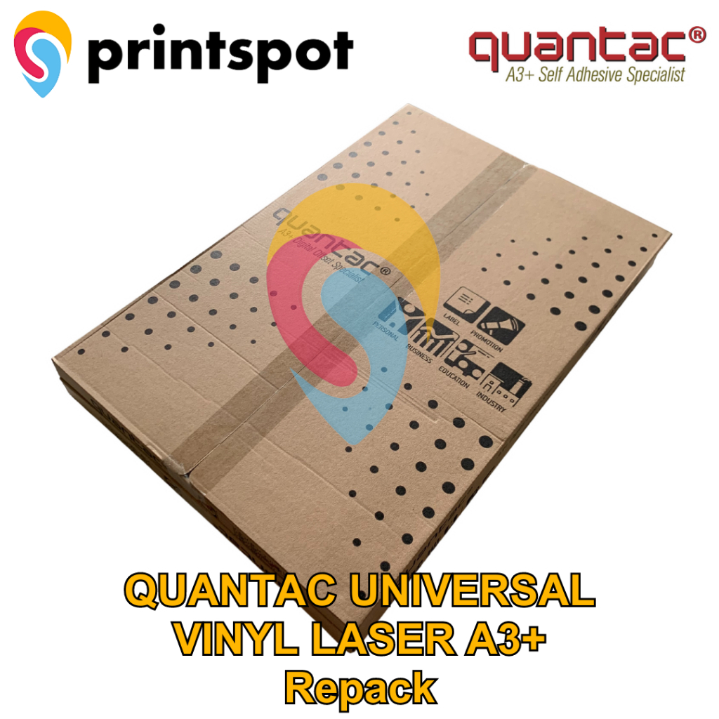 

QUANTAC UNIVERSAL Sticker Vinyl A3+ Stiker Digital Laser Toner Repack Isi 25 Lembar