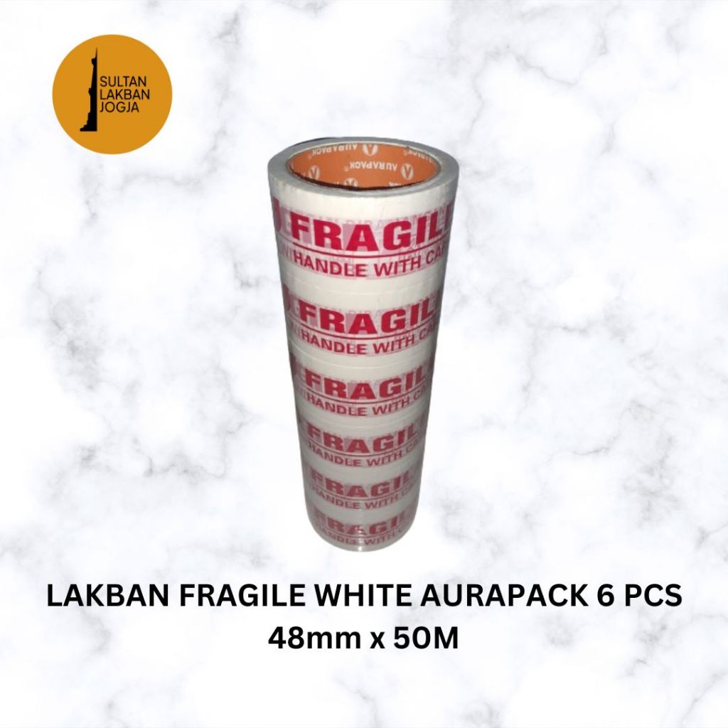 

LAKBAN FRAGILE WHITE AURAPACK 48mm x 50M x 47mic (60Y) 1 PACK