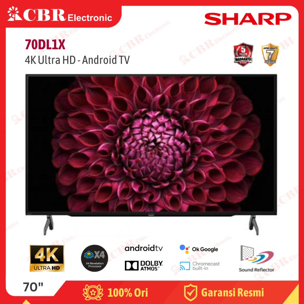 TV SHARP 70 Inch LED 70DL1X (4K UHD-Android TV)