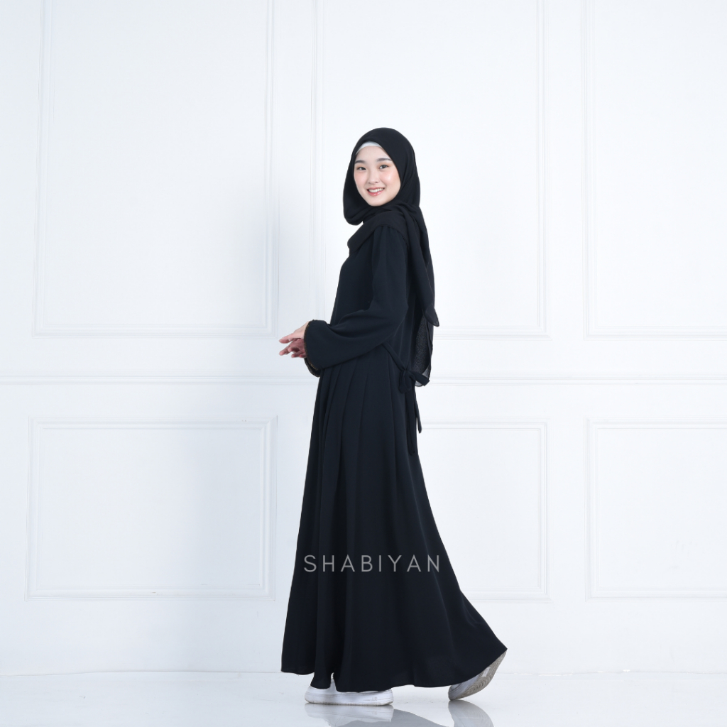 SHABIYAN 449 Gamis Hitam Polos Abaya Premium | Esra-S = LD 92
