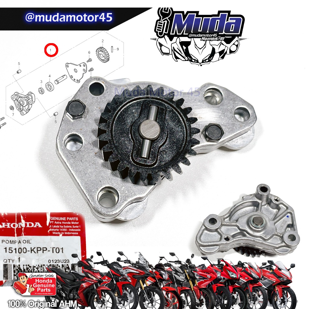 POMPA OLI CBR150R CB150R CB150X OLD NEW 15100-KPP-T01 OIL PUMP ASSY CB CBR SONIC SUPRA GTR 150 LED K