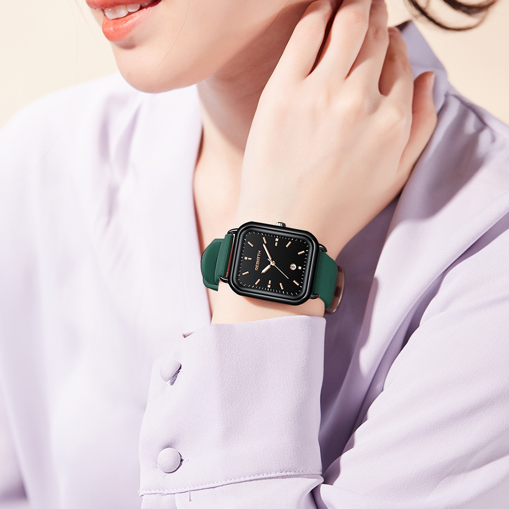 REBIRTH Jam Tangan Wanita Korea Anti Air Kuarsa Kasual Elegan Tali Silikon Jam Tangan Cewek Original-4