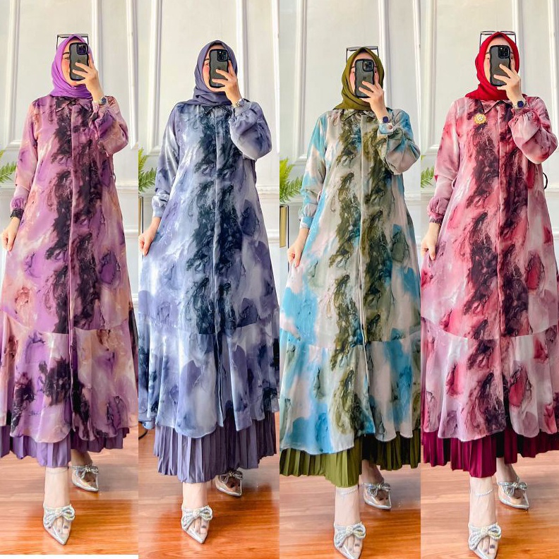 ✨ MARBELLA SET | SETELAN ROK PLISKET LONG TUNIK 