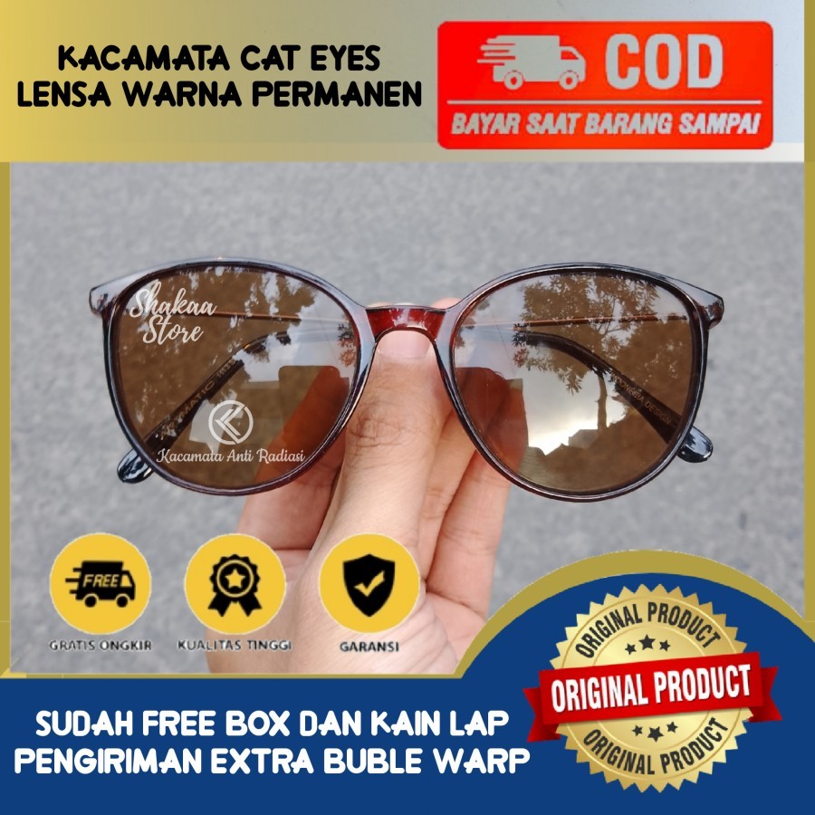 Kacamata fashion gantung keren kacamata gaya pria wanita retro coklat - Cokelat