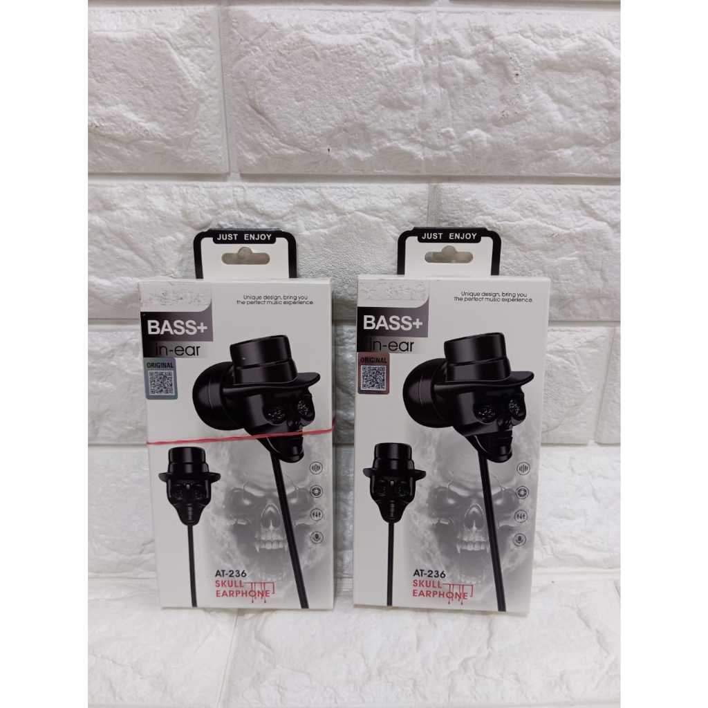 Headset Branded Skull AT-236 + Mic Extra Bass Earphone hf at236