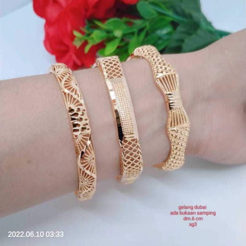Gelang Bangkok Dubai Bangle Titanium Xuping Rodium Perhiasan Lapis Emas 24 Karat