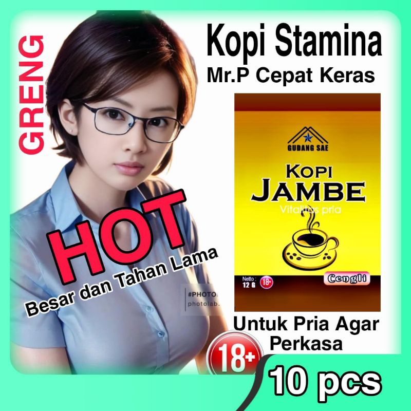 

Kopi Jambe Greng Robusta (10 Sachet) Untuk Vitalitas Kuat Gairah Seksualitas Dan Kejantanan Pria Tahan Lama Perkasa Extra Herbal Jambe Gingseng Pinang