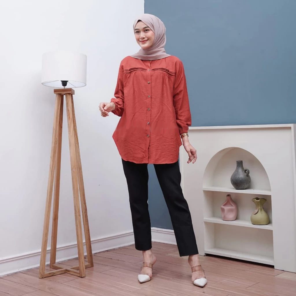 Kemeja atasan tunik polos wanita model elegan