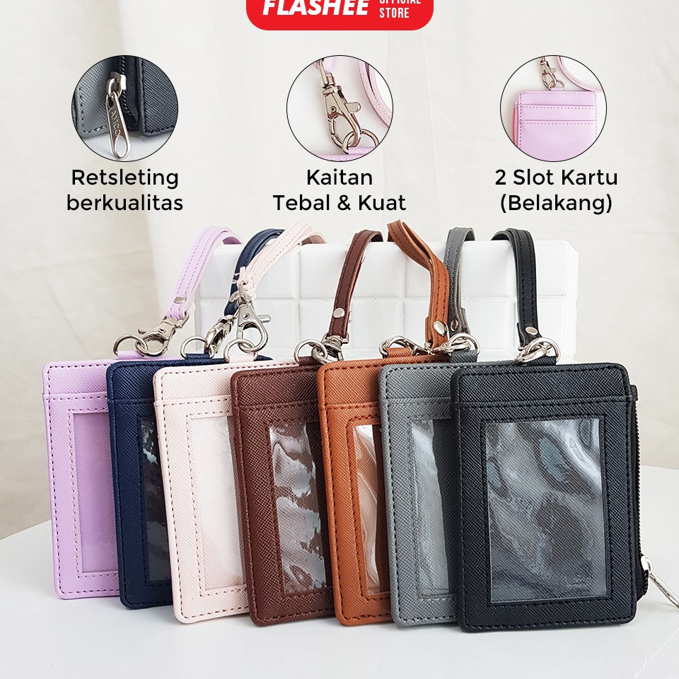 

Re4dy sto0ck Lanyard Resleting Name Tag Seleting ID Card Holder Zipper Kulit Termurah PU Leather Lanyard NameTag [260]