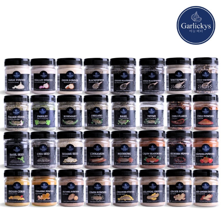 

M0del T3rkini GARLICKYS Bumbu Dapur Bawang Putih Lada Merica Parsley Oregano Bubuk Ngohiong Halal Cajun Sichuan Pepper Jinten Kunyit Pala Kari India Bombay Merah Jinten Chili Paprika Powder Rosemary Thyme Basil Kering Italian Mix Herbs Seasoning Jahe Murn
