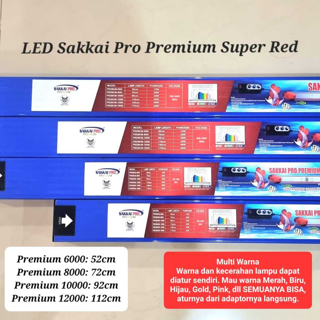 Lampu Aquarium Sakkai Pro Premium Red Premium-6000 / Premium-8000 / Premium-10000 / Premium-12000 / 