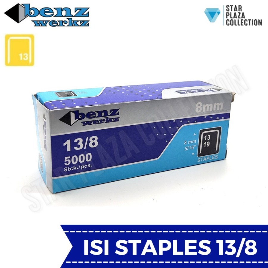 

1 DUS (ISI 50BOX) - Isi Staples Manual / Staples Tembak Guntacker Merek RAPID RAPIDE BENZ WERKZ Original Uk. 13/8mm (8mm) - untuk Pengerjaan Jok Motor, Jok Mobil, Sofa, Funiture, Kayu