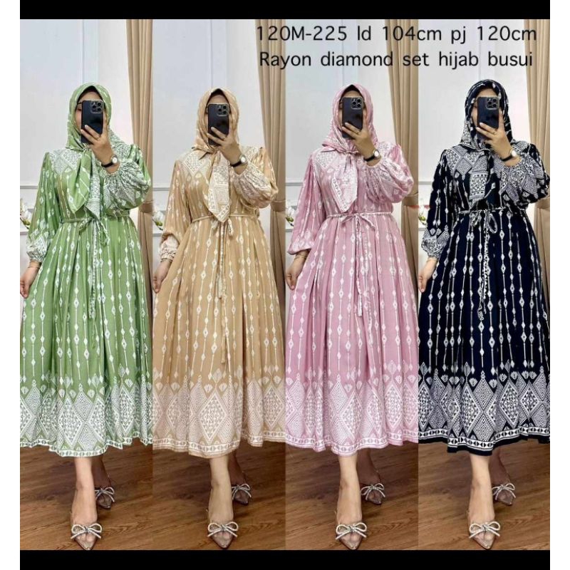 MIDI DRESS LONG TUNIK SET HIJAB PREMIUM TERBARU