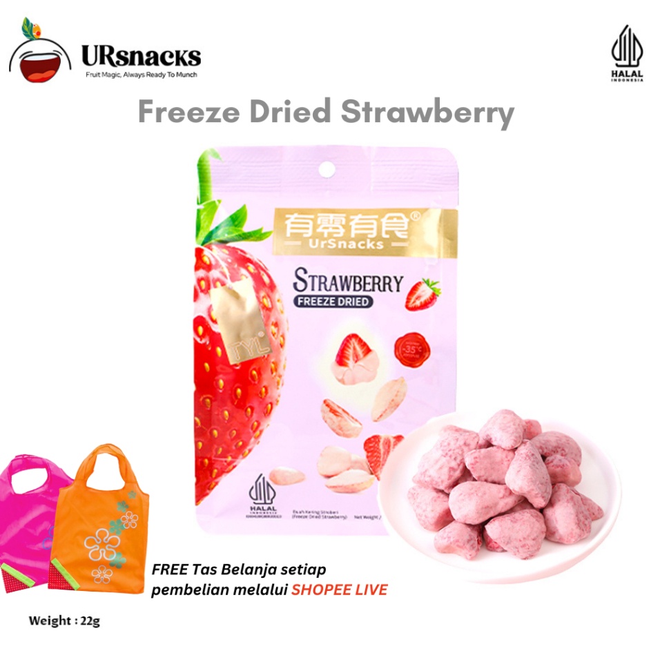 

MODEL FNC740 [LIVE EXCLUSIVE] URSNACKS Freeze Dried Strawberry - Snack Import Keripik Buah Stroberi Kering HALAL