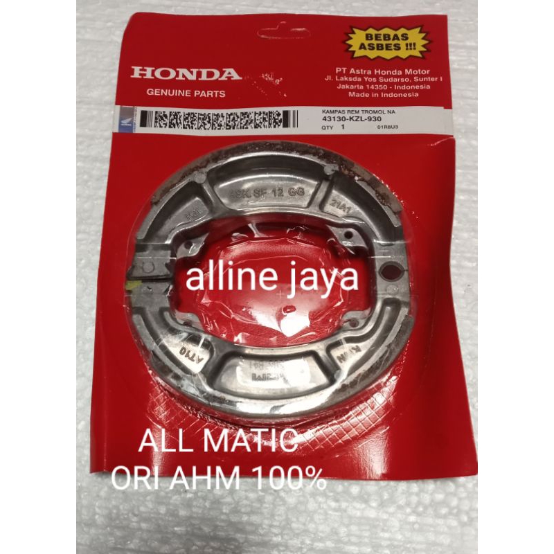 KAMPAS REM BELAKANG BEAT /VARIO /SCOPY ORI AHM