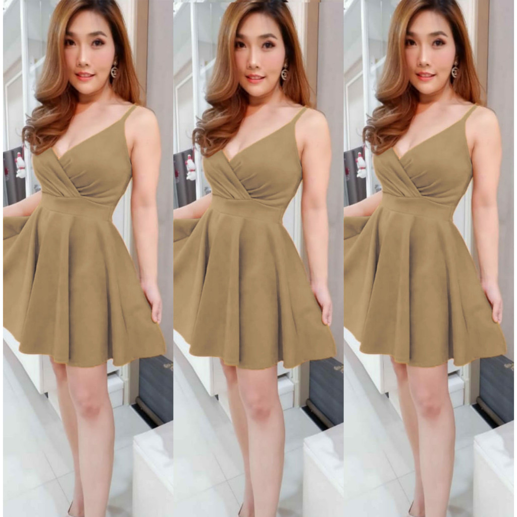 CB 12790 Dress Mini Flare Atasan Tanktop Good Quality Scuba / Dress Pesta Wanita Party Sexy Cocok un