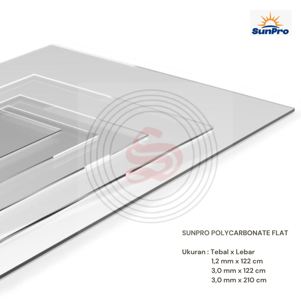 Atap Plastik SUNPRO Polycarbonate Flat/Solid Sheet/Setara Solarflat/ Tebal 1,2 mm per 1 Meter