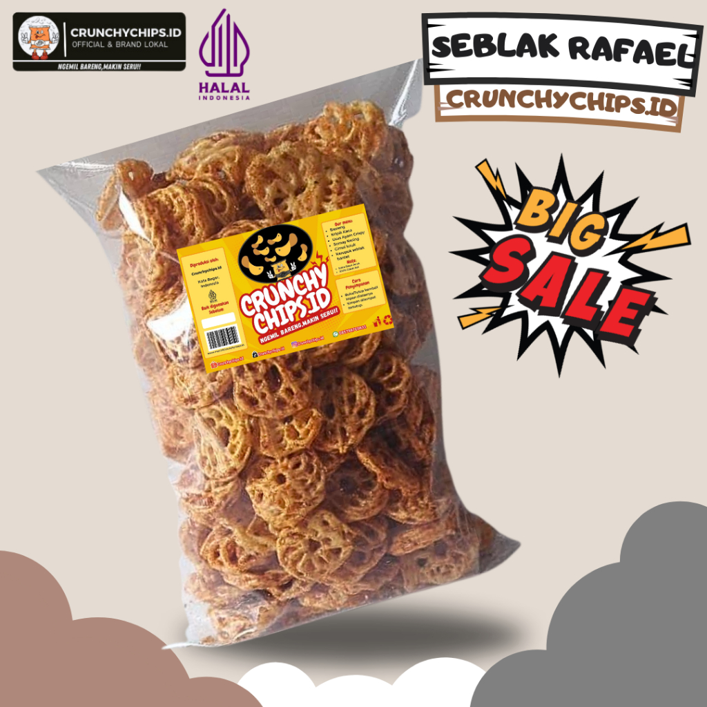 

Kerupuk Seblak Rafael Premium Bumbu Basah Melimpah Pedas Daun Jeruk Purut Renyah Halal Crunchychips.id Kemasan 250 gram