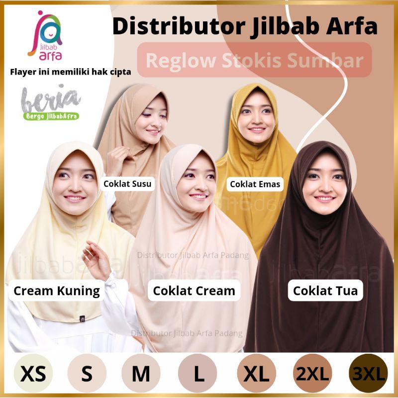 SUMBAR - COD BISA - Beria Jilbab Brand Arfa - Bergo Pet Antem (Anti tembem) - Hijab Instan Anti Beru