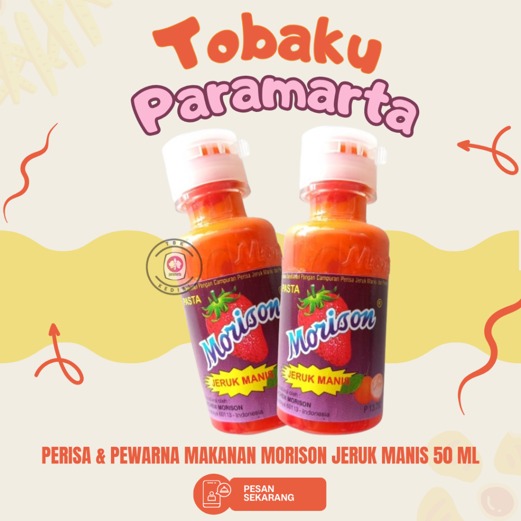 

PEWARNA DAN PERISA MAKANAN MORISON RASA JERUK MANIS 50 ML / PEWARNA DAN PERISA MAKANAN MORISON